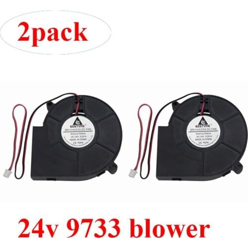 Gdstime 2 Pcs Dual Ball Bearing 24V DC Cooling Blower Fan 97mm x 33mm 9733 97x33mm Brushless Turbo Cooler 9cm