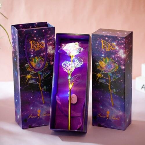 24K Gold Foil Rose Flower LED Luminous Valentines Day Gift
