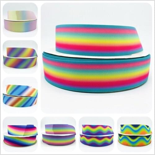 3yards 38mm Gradient Rainbow Grosgrain Ribbon For Home Wedding Christmas Decoration DIY Gift Wrapping Sewing Fabric