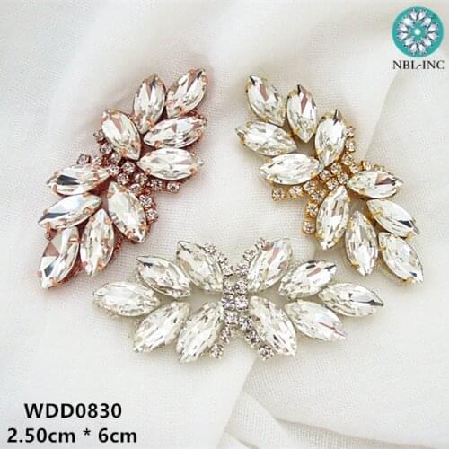 30PCS) Wholesale crystal rhinestone bow applique patch for wedding dresses DIY iron on WDD0830