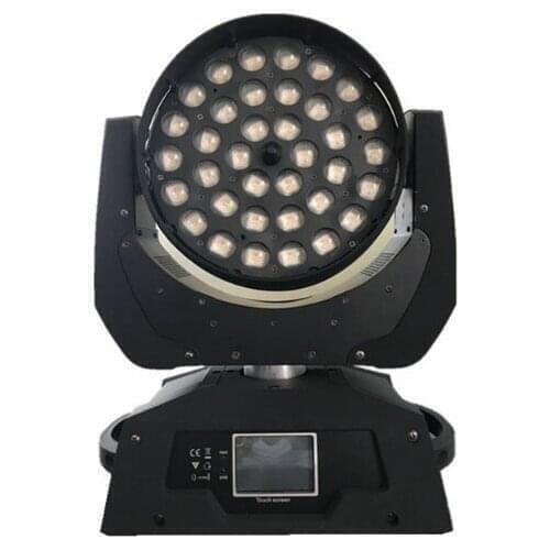 4lights+1flight case high power dmx 36x18w rgbwa uv 6 in 1 led moving head zoom lyre light touch screen