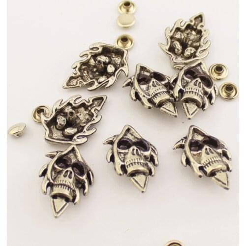 5sets/Lot 20*30mm Fashional Skull Death Stud Punk Spikes Band DIY Rivet Leathercrafts Garment Rivets