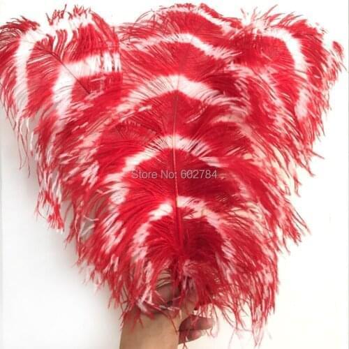 50pcs 50-55cm 20-22inch Ostrich Feathers 2 tone dyed red and white mulit color assorted ostrich plumage wedding center peices