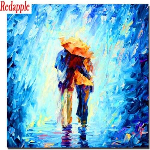 5D Diamond Embroidery abstract couple Walk in the rain Diamond Painting Cross Stitch Full Square Rhinestones Mosaic Home Decor