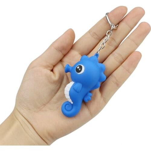 Keychains Creative Seahorse And Sound Keyfob Kids Toy Gift Led With Sound LED Flashlight Funny Toy Candy color 4.0