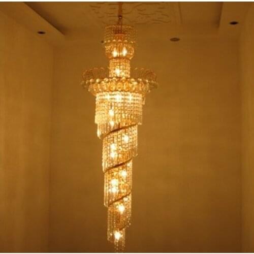 Contremporary chandelier Gold crystal lamp hotel lobby chandeliers High End Luxury led Chandelier led Hanging Lamp Golden light