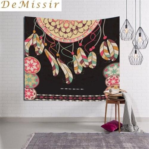 DeMissir Southeast Asian Nation Feather Tapestry Decorative Mandala Tapestry Indian 130cmx150cm 200x150cm Boho Wall Carpet