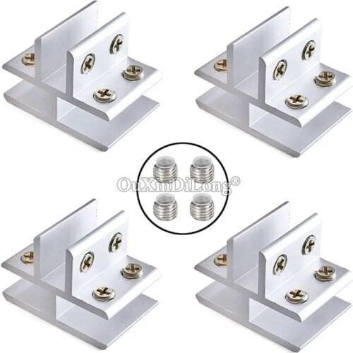 DHL Shipping 50PCS Aluminum Alloy Glass Clamps Clips T Shape Acrylic Glass Screen Partition Brackets No Drilling for 10~12mm