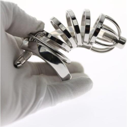 Stainless Steel Cock Ring Chastity Cage with Urethral Catheter Erotic Device Prison Penis Lock Ring Sex Toys for Men Cockring