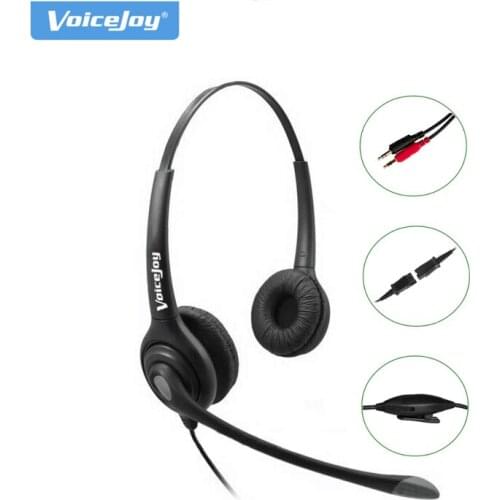 VoiceJoy Dual 3.5mm Plug Noise Reduction Headset with QD cable and Microphone Mute 2X3.5mm computer headset headphones