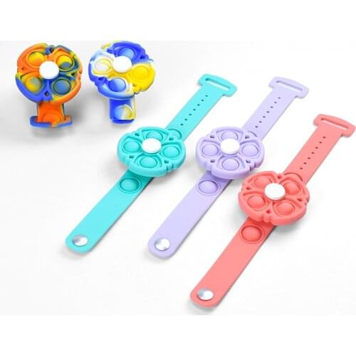 Fidget Toys Anti Stress Rotating Top Silicone Bracelet Simple Dimple Antistress Bubbles Bracelet Toys For Children Safe