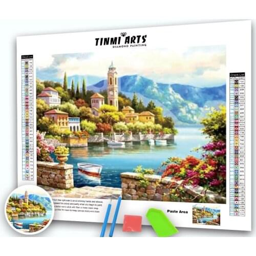 Full Round Diamond Painting Landscape Seaside House 5D Diamond Embroidery Mosaic Cross Stitch Home Decor Gift