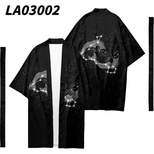 Oversize 6XL Constellation Printed Japanese Street Samurai Harajuku Long Style Kimono Cardigan Women Men Cosplay Yukata Tops