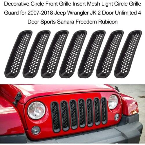 KKMOON 7pcs/set Grid Decorative Front Grille Insert Mesh Light Circle Grille Guard for 2007-2018 Jeep Wrangler