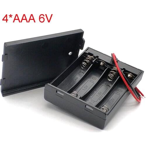 New Plastic 4 * AAA Battery Srorage Box Holder 4pcs AAA Batteries Case with a Lid & ON/OFF Switch Black Digital Hot