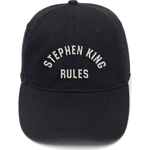 Lyprerazy Stephen King Rules Washed Cotton Adjustable Men Women Unisex Hip Hop Cool Flock Printing Baseball Cap