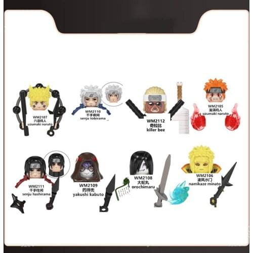 Narutos Mini Figures Yakushi Kabuto Senju Tobirama Uzumaki Naruto Orochimaru Bricks Blocks Assembled Model Child Toys