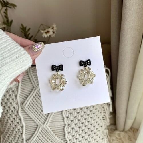 New Design Trendy Zircon Earrings For Women Girls Cute Sweet Crystal Bow Earrings Female Wedding Jewelry Bijoux Christmas Gifts