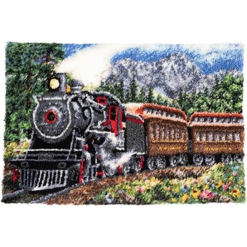 Tapestry Kits Latch Hook Rug Kits with Printed Pattern Canvas Train Carpet Embroidery Crafts for adults Needlework