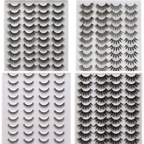 NEW 20 Pairs Mixed style Natural False Eyelashes Handmade Faux Mink Lashes 6D Fake Lashes Extension Silk Eyelashes