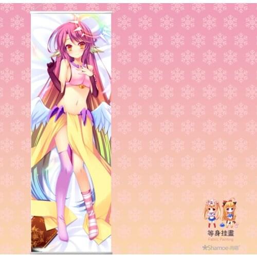 Rectangle Flat New White Japanese Anime Cartoon No Game No Life Peach Skin Velvet Wall Scroll Painting Poster Print 150*50cm