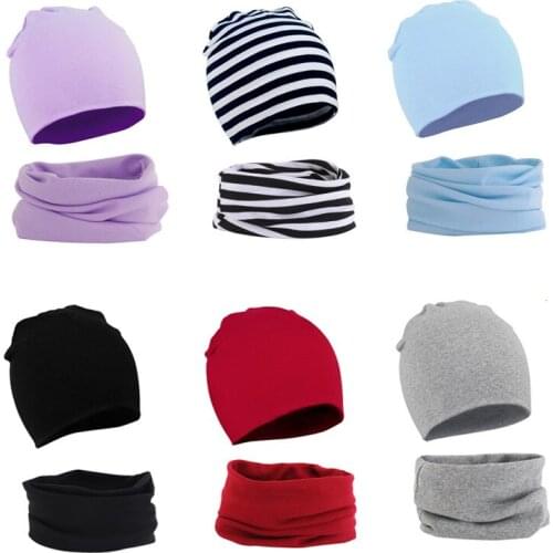 Spring Autumn Winter New Baby Scarf Hat Suit Boy Girl Hat Scarf Warm Pure Color Hat Scarf Suit Newborn Accessories