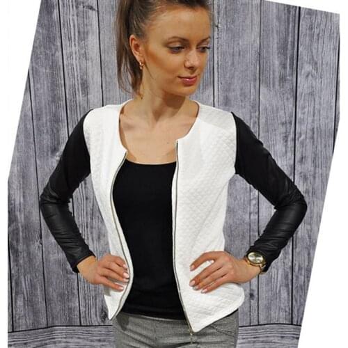 New Women Slim PU Leather Casual Zip Long Sleeve Chic Stylish Top Blouse Outwear Parka Coat Jacket European skinny girls Jackets