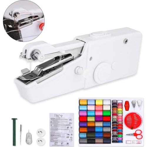 Portable Mini Hand Sewing Machine Quick Handy Stitch Sew Needlework Cordless Clothes Fabrics Household Electric Sewing Machine