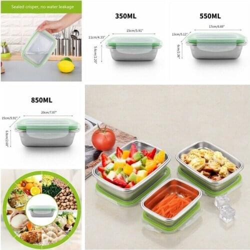 Stainless Steel Portable Thermal Insulated Lunch Box Food Container Sealed Crisper Storage Lunch Box Bowls With Lids