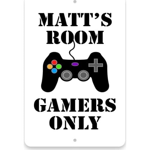 Pattern Pop Personalized Gamer Only Metal Room Sign Mancave