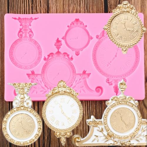 Steampunk Gear Clock Silicone Mold Cupcake Topper Fondant Cake Decorating Tools DIY Baking Candy Chocolate Gumpaste Moulds