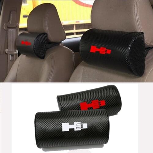 Carbon Fiber Texture PU leather Auto Car Seat Head Neck Rest Cushion Neck Support Safety Pillow Headrest Pad for Hummer H3