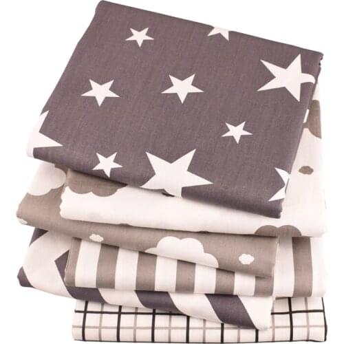 Grey Pattern,PRINTED Twill Cotton Fabric For Sewing Patchwork DIY Quilting Cloth Fat Quarters Material Baby Doll 6pcs/Lot