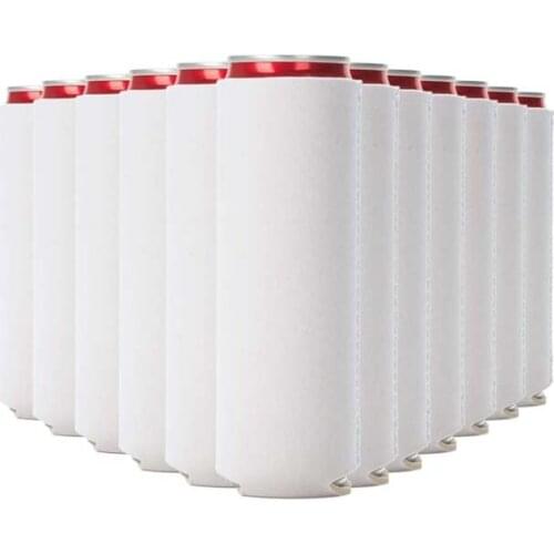 Slim Can Coolers Pack of 12 Skinny Can Covers Tall Can Beer Sleeves Fits12oz Soft Insulated Drink Neoprene Collapsible Sleeve