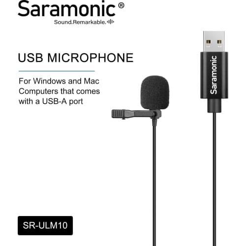 Saramonic SR-ULM10 / ULM10L USB Lavalier Micrphone for PC&MAC, 2M/6M USB-A Laptop Desktop Computer Lapel Microphone