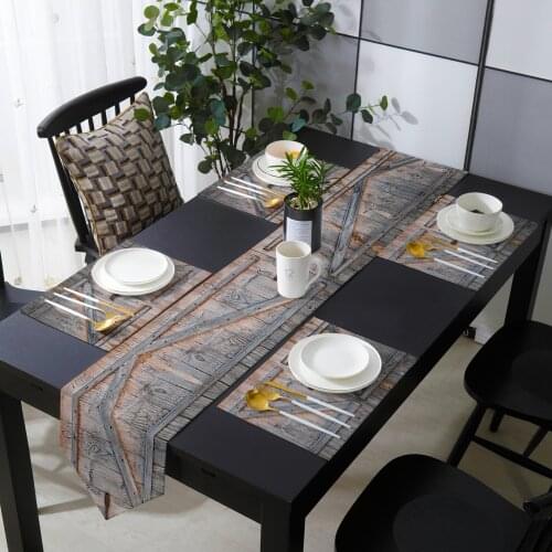 Rustic Old Wooden Door Table Runner Table Mats Cover For Home Wedding Banquet Festival Party Catering Hotel Table Decoration
