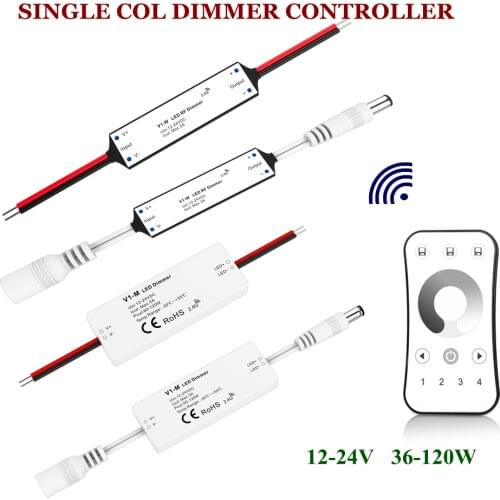 V1-W V1-M V1W(D) V-1M(D) R6 Mini RF Dimmer Controller 12-24VDC 36-120W Support 5m Led Strip