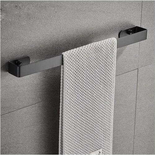 Toilet Towel Rack 304 Stainless Steel Black Towel Bar Hanger Bathroom Towel Holder Square Hardware Accessories