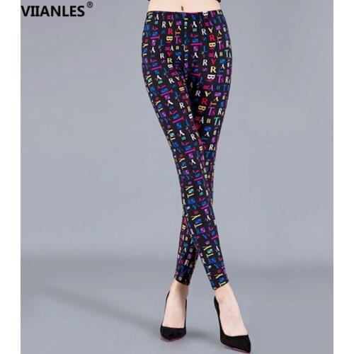 VIIANLES Leggings For Women Casual Elasticity Printed Stretchy Pants Sexy Leggins Gym Sporting Trousers Mujer Workout Jeggings