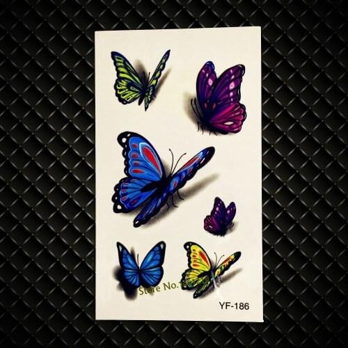 Waterrpoof 3D Shoulder Decals Temporary Tattoo Colorful Flying Butterfly Design Women Arm Leg Decals Fake Tattoo Sticker GYF-186