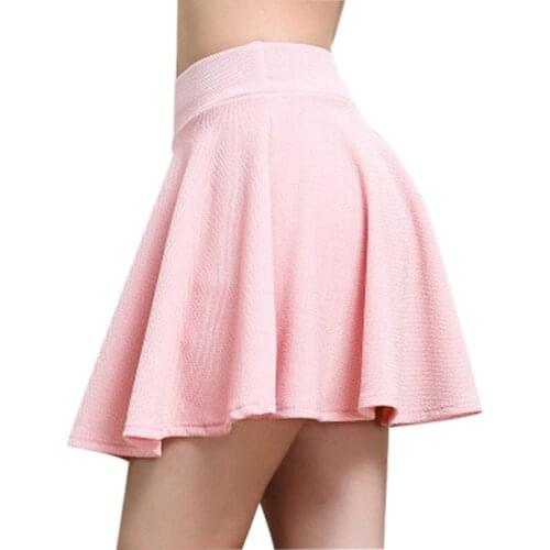 Summer Solid Color Pleated Skirt Sexy Mini Short Skirts High Waist Elastic Ladies Skirts Girls Tutu School Faldas Ball Gown