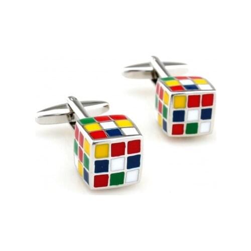 Fashion Enamel Superhero Metal Knots Magic Cube Cufflink Cuff Link 1 Pair Free Shipping Crazy Promotion
