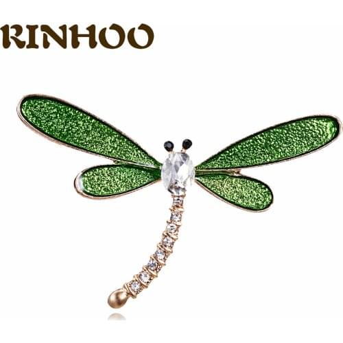 Fashion Shell Dragonfly Brooches For Women Vintage Crystal Insect Animal Brooch Pin Ladies Elegant Enamel Pins Jewelry Accessory