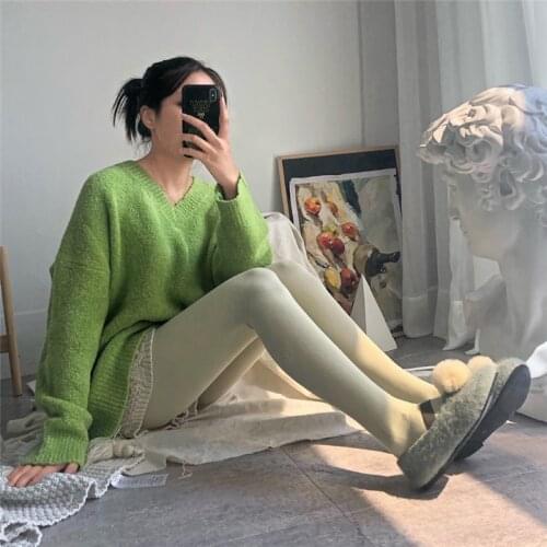 Candy Color Women Warm Tights Cute Cotton Gilrs Pantyhose Slim High Elastic Waist Striped Tights
