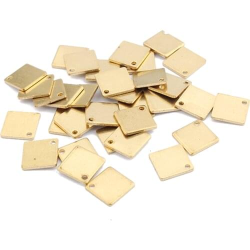 20pcs Raw Brass Square Stamping Charms Pendant Blanks For DIY Earrings Bracelet Jewelry Accessories Making