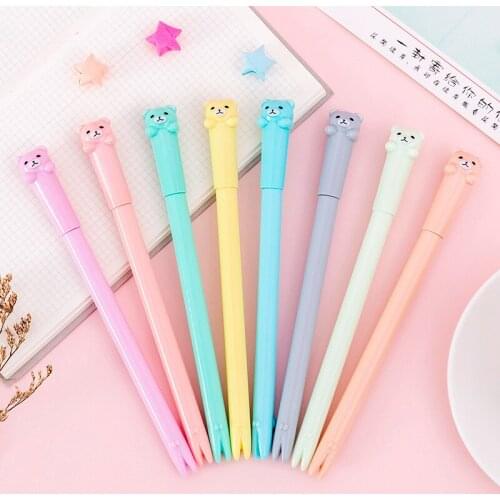 20 PCs Creative Cartoon Bear Black Gel Pen Hipster Student Test Black Signature Pen Office Pen Stationery