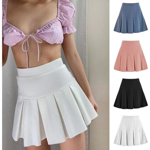 2020 Fashion Women High Waist Pleated Skirt Sweet Cute Girls Dance Mini Skirt Cosplay Female Mini Skirts Short S-XL