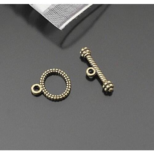 30456)50 Sets O Shape 10x9MM Antique Gold Color Zinc Alloy O Toggle Clasps Bracelets Clasps Diy Jewelry Findings Accessories