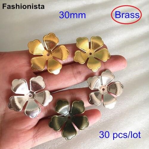 30 pcs Brass Flower Bead Cap,5-petal Flower Bead Caps,30mm Gold-color,Silver-color,Steel color,Bronze,Raw Brass Jewelry Supplies