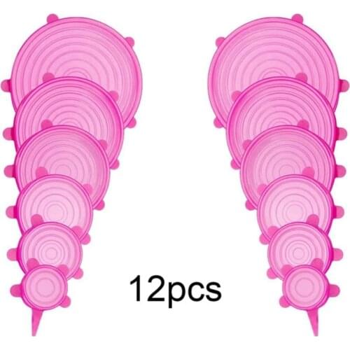 6/12 Pcs Food Silicone Cover Cap Universal Silicone Lids For Cookware Bowl Reusable Stretch Lids Kitchen Accessories